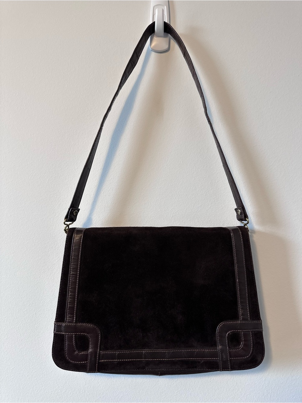 Vintage John Hort Brown Leather Suede Shoulder Bag - Made in Canada